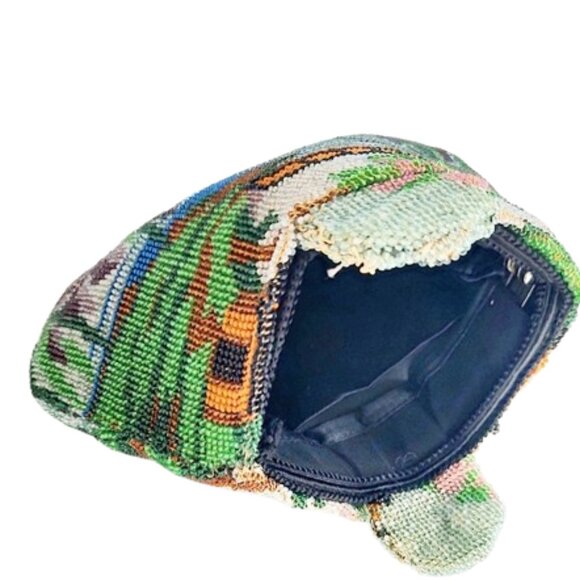 1950s Vintage Fre-Mor Multi Colored Beaded Small Evening Clutch Bag With Flowers - Picture 5 of 6